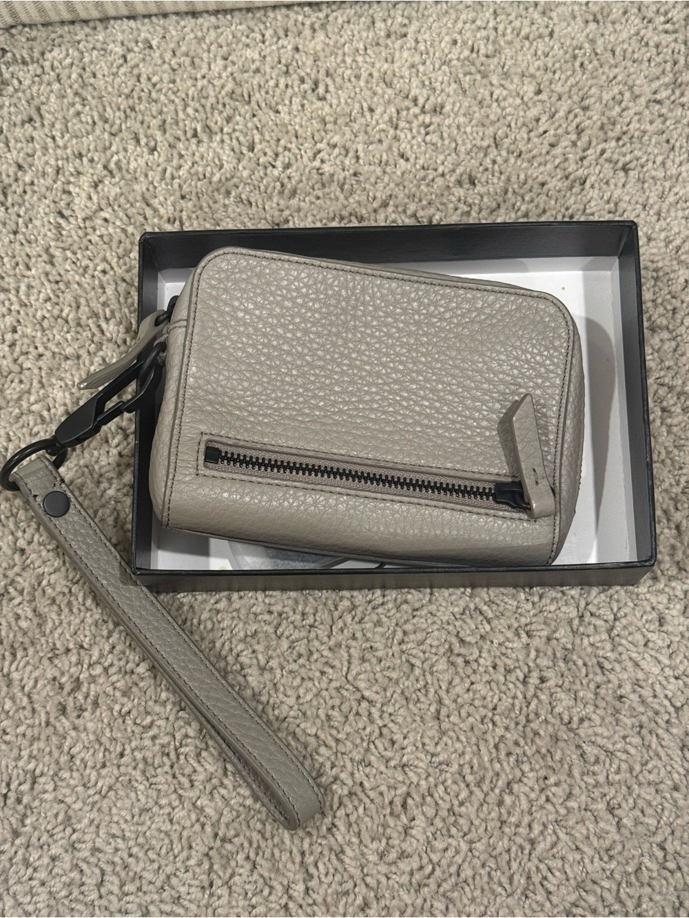 Alexander Wang Fumo Pebbled Lambskin Wristlet Oyster Grey